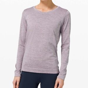 Lululemon Swiftly Relaxed Long Sleeve in Dapple Dot Slate / Fuchsia Multi, Sz 4